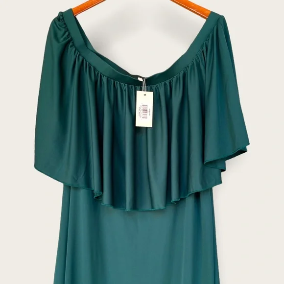 KOH KOH Women's Short Sleeve Off The Shoulder Ruffle tube Maxi Dress - Picture 5 of 12